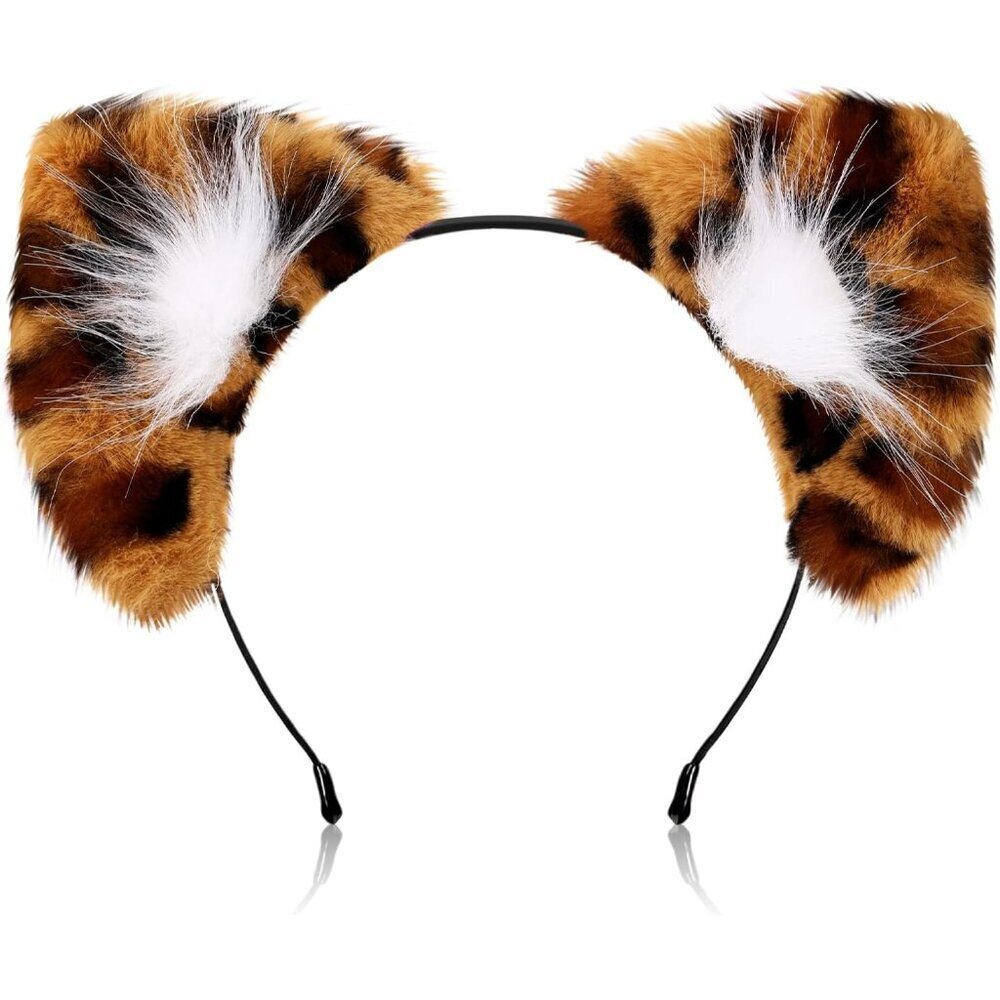 Women's Faux Fur Cheetah Headband for Halloween Cosplay Party Accessory